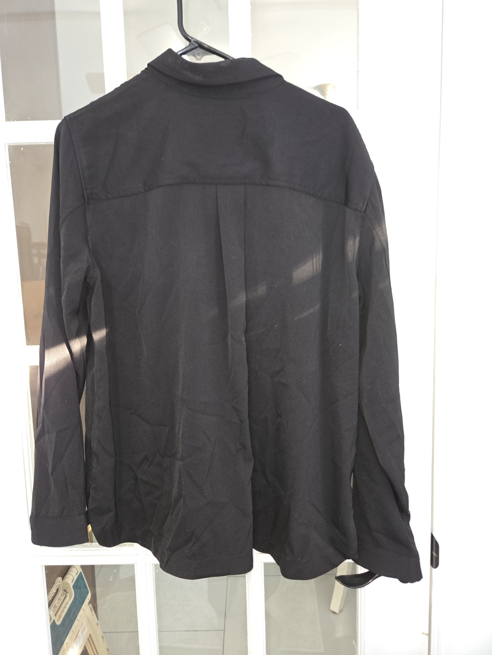 Max Studio Black Button-Front Shirt with Chest Pockets - Picture 2 of 3
